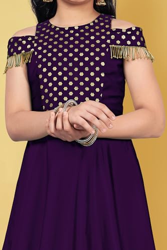 Image of Fashion Dream Girls Silk Blend Floral Printed Dress|Fancy Western Party Gown|Kids Ethnic Dress