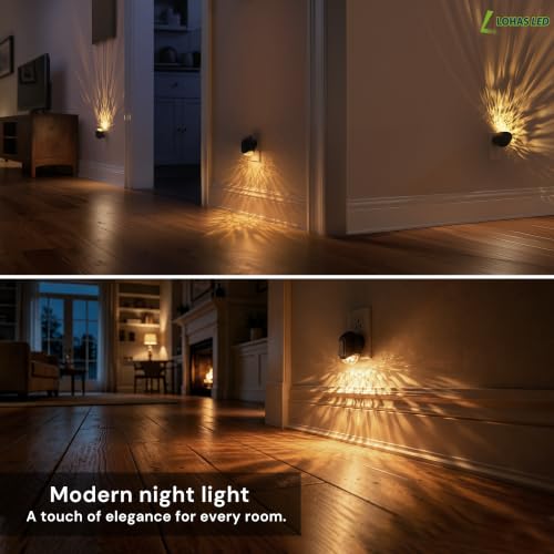 Image of L LOHAS LED Night Lights Plug into Wall, 4 Pack Projector Night Light | Dusk to Dawn Sensor, 3000K Soft White Dimmable Night-Lights, 180 Rotating Plug in Nightlight for Bedroom Hallway Room Decor