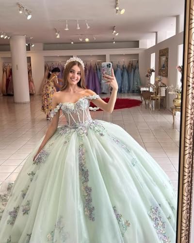 Off Shoulder Quinceanera Dresses with Sweep Train, Sweet 16 Dress Birthday Party Prom Ball Gown Wedding Dress3