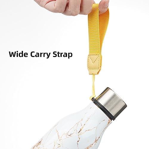 Image of Konokyo Insulated Water Bottle with Strap,18 oz Double Wall Stainless Steel Vacuum Bottles Metal Water Flask,Marble Amber