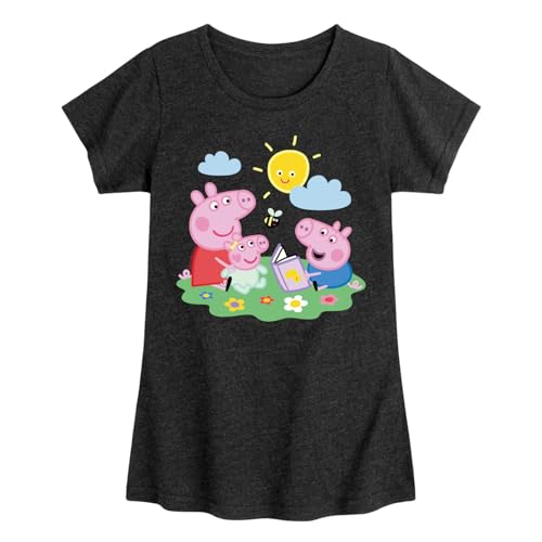 Peppa Pig - Peppa George Baby Reading - Toddler and Youth Girls Fitted Short Sleeve Graphic T-Shirt - Main Image
