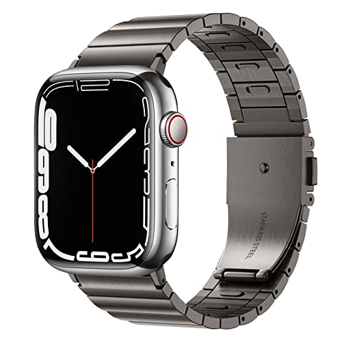 Dark Gray Metal Watch Band for Apple Watch Ultra 49mm, No Tools Needed to Resize