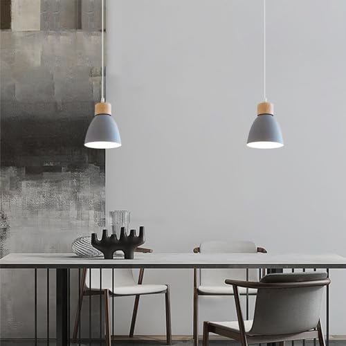 Lámpara de madera con pantalla de aluminio E27 en tonos pastel 3