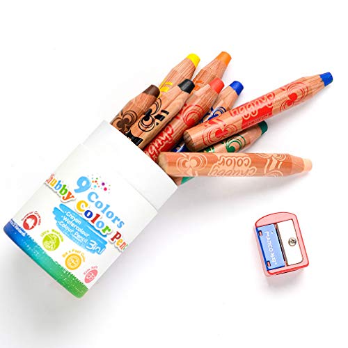 YYMIYU Children's Coloring Crayon Painting Scribble Oil Pastel 9 Color Wood