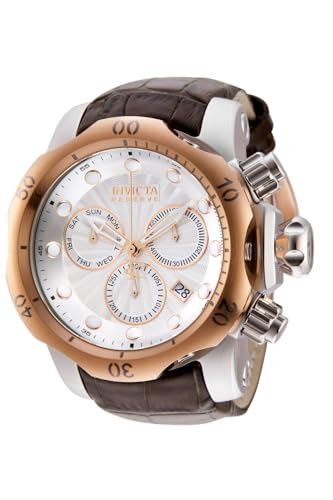 Invicta Reserve Venom 0359 Męski Zegarek Kwarcowy, 54 mm, Biały/Brązowy, Pasek
