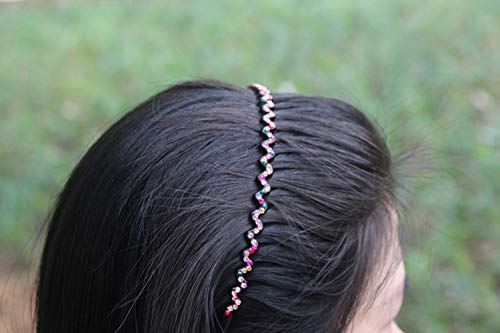 Yeshan Rhinestone And Crystal Headbands For Women With Teeth Comb, Non-Slip Hard Plastic Headbands In Wave Shape,Pack Of 4 #TOP3