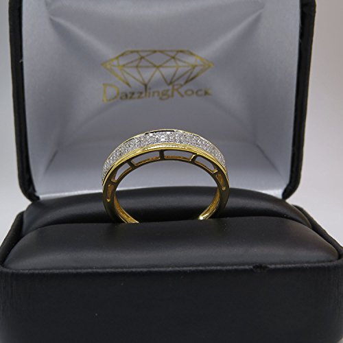 Dazzlingrock Collection 0.25 Carat (ctw) Round White Diamond Men's Hip Hop Anniversary Wedding Band 1/4 CT, 10K Gold, White Diamond, Yellow Gold, white-gold - Image 9