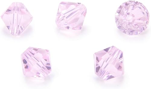 Miniatura 2 de 50 cuentas de cristal bicono sueltas de Adabele austriaco de 0.236 pulgadas (0.236 in), color rosa claro, compatibles con cristales de Swarovski