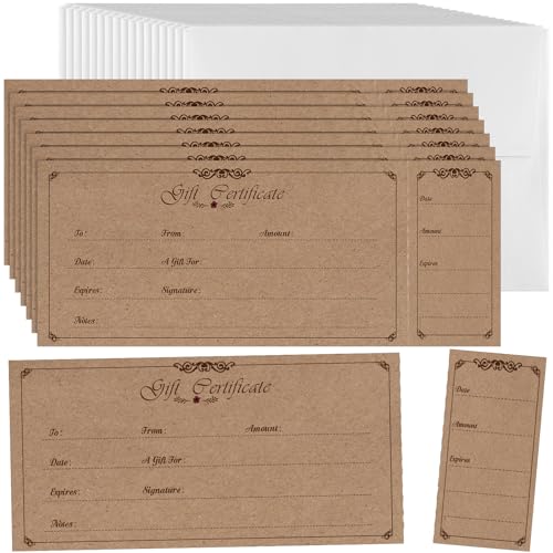 Certificados de regalo con sobres para personalizar servicios en salones de estética