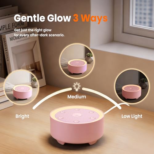 Image of Kipcush White Noise Machine for Sleeping, Baby & Adults, High-Fidelity Non-Looping Sounds, Sleep Sound Machine with Dimmable Night Light, USB Powered, Memory Function, Home, Nursery & Travel