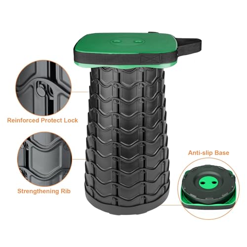 Image of Boreeman Collapsible Square Portable Stool - Lightweight Yet Sturdy With 400lbs Load Capacity, Upgraded Foldable for Camping, Fishing, Hiking, BBQ (Army Green)