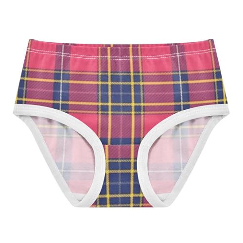 Girls' Cotton Panties Organic Underpants for Kid Purple Pink Plaid Print