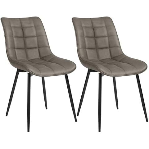 WOLTU Dark Grey Faux Leather Dining Chairs Cover