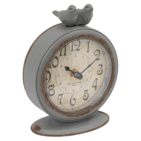 Creative Co-op Grey Pewter Mantel Birds Clocks Cover