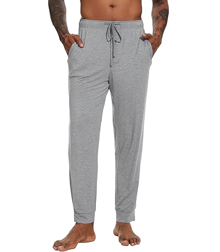 WiWi Men's Bamboo Viscose Pajama Jogger Pants 1 or 2 Pack Open Fly Lounge Bottoms Sleep Long Pj Joggers Sweatpant S-XXL4
