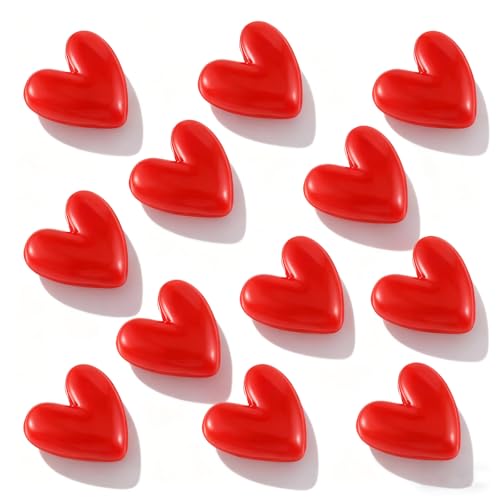12 Imánes para Refrigerador en Corazón Rojo