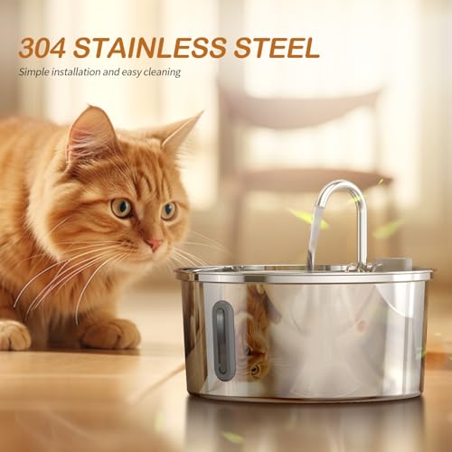 TOMXCUTE 3.2L Stainless Steel Cat Water Fountain for Drinking Tap Cat Fountain for Cats Terriers small-sized dogs - Image 3