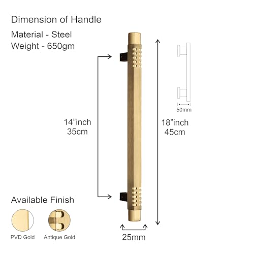 Image of COMPASS Main Door Handle | Door Handles for Main Door | Pull Handles for All The Doors of House | Office | Hotels, Antique Finish (PH-901, 18 Inch)