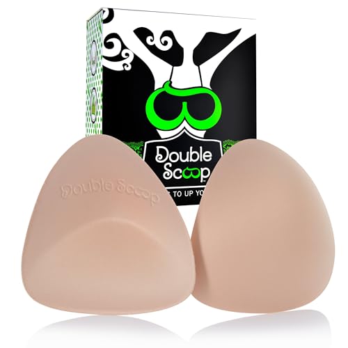 Double Scoop® Triangle Bra Inserts with Bonus Pack of Double-Sided Tape, Swim Bra Pads, Nipple Coverage A, B/C, D, DD+2