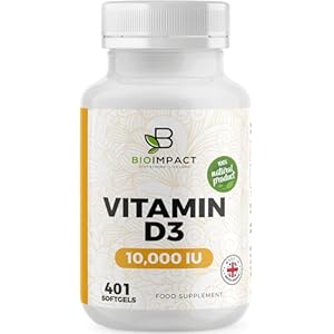 BIOIMPACT Vitamin D3 10,000 IU Softgels | High Strength | 401 Easy to Swallow Softgels | More Than Full Year Supply | Supports Immune System & Bone Health | Non-GMO & Gluten-Free | UK Manufactured