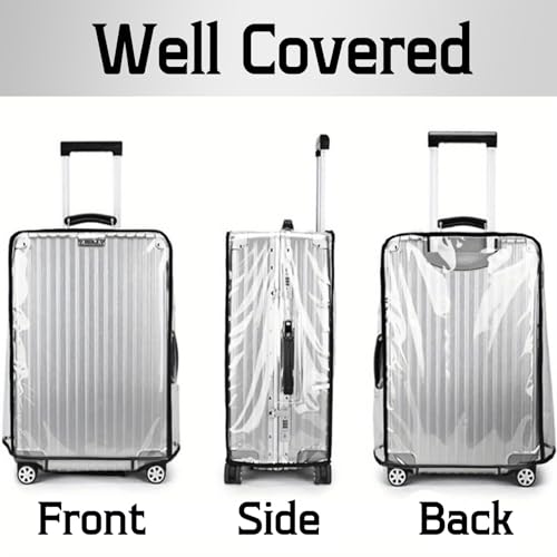 SHANPIN Clear Luggage Cover, Transparent Suitcase Protector for 24 Inch Luggage, Water Resistant, Durable PVC, Fits Medium Suitcases4