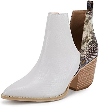 Snakeskin Chunky Stacked Mid Heel Bootie