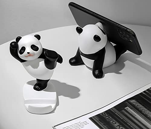 Image of Phone Stand Desk Accessories Resin Panda Figurines Home Decor Decorative Tabletop Ornaments Cute Phone Holder