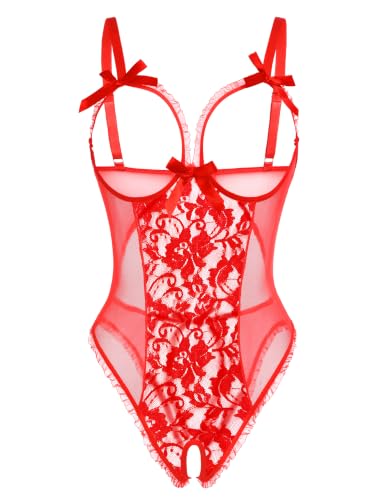 Image of Avidlove Women One Piece Lingerie Sexy Lace Babydoll Mini Bodysuit