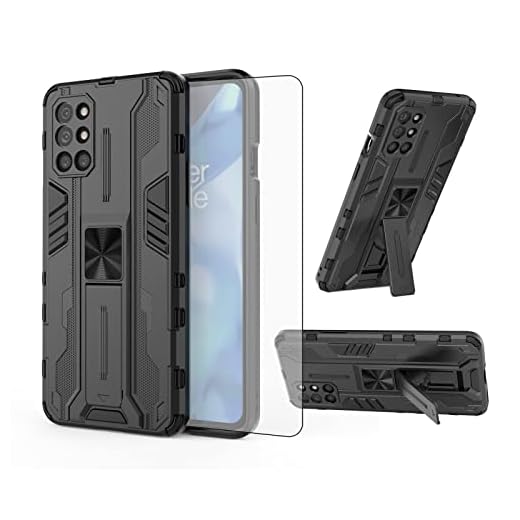 Asuwish Phone Case for OnePlus 8T OnePlus8T Plus 9R 5G with Tempered Glass Screen Protector Cover and Slim Stand Cell One Plus8T5G On + 1 Plus 8Tplus 1plus 8T+ One+ T8 1+ 1+8T Pro G5 Women Men Black