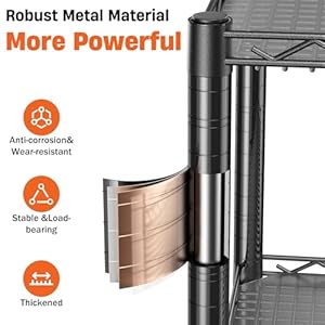 3 Tier Rolling Cart with Wheels, Heavy Duty Utility Cart Storage Metal, Commercial Grade Kitchen Cart with Handle Bar&Shelf Liner, Trolley Wire Cart for Serving Laundry Grocery Food Tools, Black 3 Tier Rolling Cart with Wheels Heavy Duty Utility Cart Storage Metal Commercial Grade Kitchen Cart with Handle BarShelf Liner Trolley Wire Cart for Serving Laundry Grocery Food Tools Black