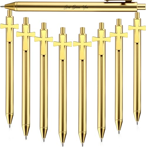 Sayglossy 30 bolígrafos dorados con cruz y tinta negra miniatura 1