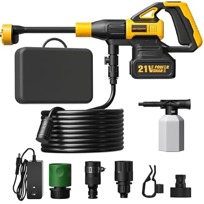 Cordless Pressure Washer Battery Powered, Handheld Cordless Power Washer (GlowYellow-Black)