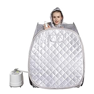 Smartmak Portable Sauna Kit, one Person Full Body at Home Spa Hat Tent, Include 2L Steamer with Remote Control for Detox US Plug- Grey