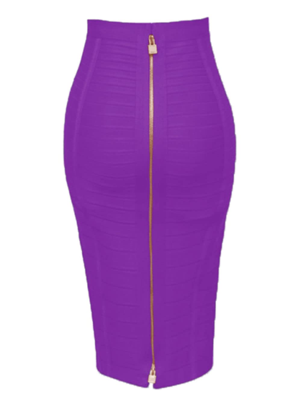 Gonne A Ruota,Gonna Longuette da Donna Gonna A Tubino Aderente Elastica A Vita Alta in Maglia Viola con Cerniera Gonne Lunghe al Ginocchio Arricciate alla Moda per Ragazze Ladies,M