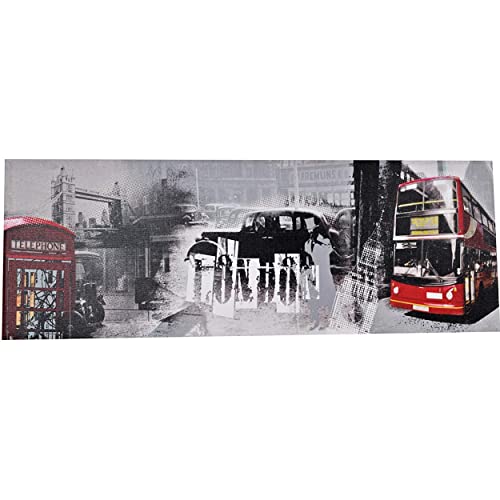 Tableau Décoration Mural London, Londres, Big Ben, Tableaux Deco Muraux, Cadre Impression Sur Toile Décorative, Sur Fond D'Anglais Et Des Monuments Et Tradition Anglaise Bus Cabine Telephone75x25 Cm