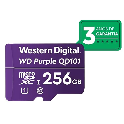 Cartão de Memória Com 3 Anos de Garantia Micro SD 256GB WD Purple Intelbras