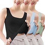 Meilleur Vente Soldes Femme HUIFUAO Lot de 3 débardeurs pour Femme   Grande Taille   sans Manches   pour l'été   Basique   Noir   Col carré   pour Gym, Sport, Course à Pied, Yoga