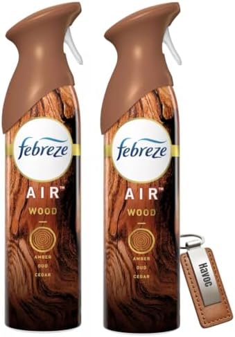 Odor Elimination Febreze Wood Scent Air Freshner 8.8oz (Pack of 2) (Havoc Trademark Key Chain Included)