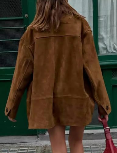 Womens trench coat mid length for Women Fall Winter Casual Faux Blazers Jackets Trench Coat Outerwear2