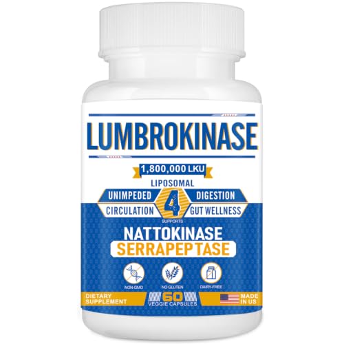 Spliferkou Liposomal Lumbrokinase Nattokinase Serrapeptase Complex Lumbrokinase Supplement for Circulation Heart Health and Digestion 60 Capsules