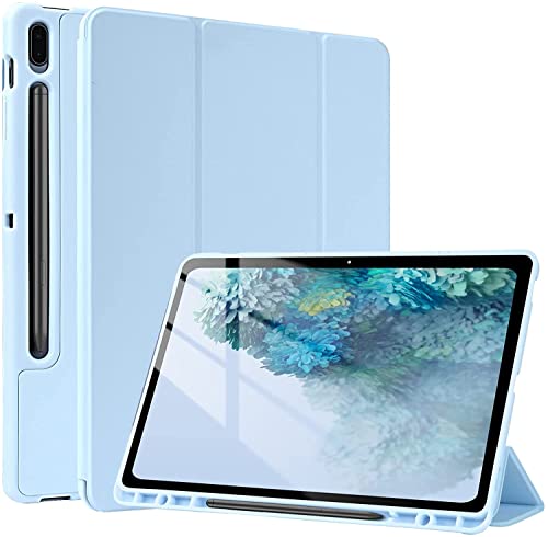 Case for Samsung Galaxy Tab S8+ Plus 2022/S7 FE 2021/S7 Plus 2020 12.4 Inch, Lightweight Tri-Fold Stand Cover with Auto Wake/Sleep & S Pen Holder for Samsung Tablet S8+ Plus/S7 FE/S7 Plus(Light Blue)