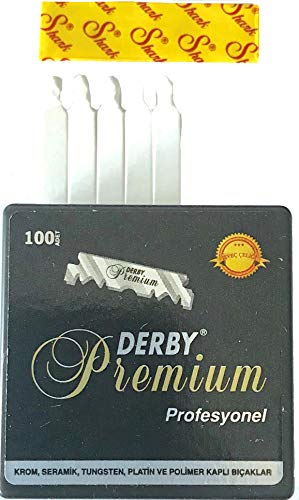 Derby Barber Razor Cutting Premium Single Edge Blade 100 w 5 Styptic 1 Shark Blades