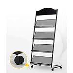 GENMO Floor-Standing Magazine Rack - Display & Store Newspapers, Magazines & Books - Simple Iron (Black) - Image 5