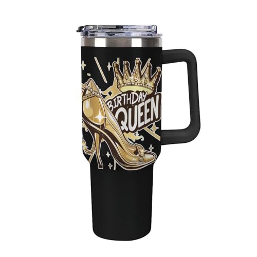 Vaso de viaje de 40 oz Birthday Queen para café y agua en el coche