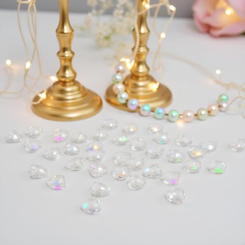 YIEUR 600 Stück weiß Herzen Diamant Konfetti Deko, 12mm glitzer Dekosteine herzen Acryl, Streudeko Kristalle Konfetti Diamanten Plastik Hochzeit Tischdekoration Geschenk Taufe von Partyloon(weiß-12)