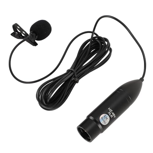 Lavalier Microphone, Phantoms Powered, Noise Reduction, Omni Directional, XLR Lapel Mic for Recording Interview, Cardioid, 48V Phantoms Power Supply
