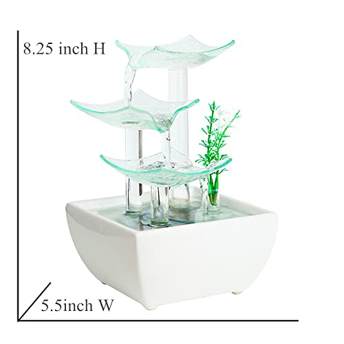 Andady Ceramic And Glass Tabletop Fountain For Indoor And Home Decoration Table Desk Office Patio White thumb #1