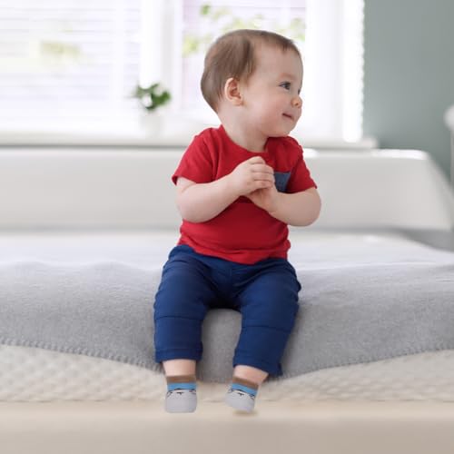 Aolso Bébé Chaussettes Antidérapantes Chaussures, Chaussons Chaussettes Semelle Souple Antidérapants Pour bébé, pantofle uniseks Pour Fille Garçon, Niebieski kot 20, 21 jardów, 23 EU XX-szeroki