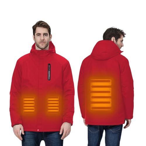Chaqueta de invierno climatizada para hombre de algodón, chaqueta de forro polar con calefacción, abrigo de algodón con forro, rojo, M