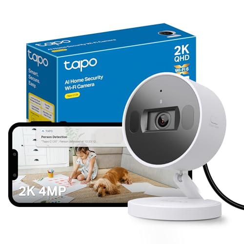 Tapo C125 Indoor Camera with Physical Privacy Shutter, 2K QHD Security Camera, No Monthly Fee, AI Detection, Pet & Baby Camera, CCTV, 2-Way Talk, 140° Wide FOV, Night Colour Vision, Magnetic